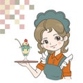 Retro Japan waitress image