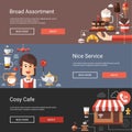 Illustrations of modern flat design coffee-shop