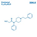 The illustrations molecular structure of fentanyl