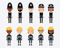 Illustrations Of Occupations In UK Police And Fire Services