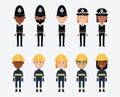 Illustrations Of Occupations In UK Police And Fire Services