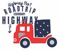 road trip highway truck print vector art