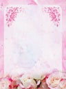 Vintage shabby chic frame with Rose flowers on watercolor background Royalty Free Stock Photo