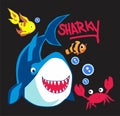 sea shark print vector art Royalty Free Stock Photo