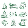 Illustrations set for spa salon. Candles, oils, depilation. Beauty therapy and spa relaxation for wellness vector. Hand drawn set