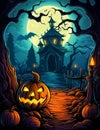 Cartoon Halloween spooky house. Mystic Clipart