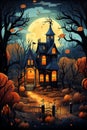 Cartoon Halloween spooky house. Mystic Clipart