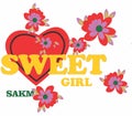 sweet heart girl print vector art