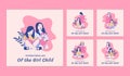 Illustrations of Two Beautiful girl for International Day of the Girl Child social media posts collection