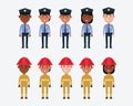 Illustrations Of US Police And Fire Services