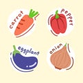 Illustrations of vegetables, including carrots, eggplants, bell peppers, onions, etc Royalty Free Stock Photo