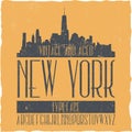 vintage new york print vector art