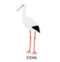 Illustrationwith bright bird - stork. Cute cartoon character