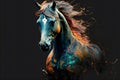 Illustrative abstract design of a horse. Multicolored painting. Generative AI.