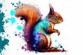 Illustrative abstract design of a squirrel. Multicolored painting. Generative AI.
