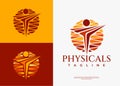 Illustrative abstract human circle logo design template. Luxury sun people logo.