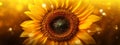 An illustrative banner showcasing a close-up of a blooming sunflower with intricate details, capturing the radiant beauty and