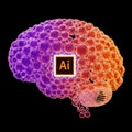 Illustrative brain with gradient and adobe illustrator symbol Royalty Free Stock Photo