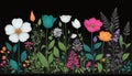 Illustrative colorful image of a close-up of flowering plants in a meadow in spring