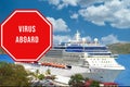 Illustrative concept of cruise ship industry affected by Coronavirus COVID-19 outbreak that spreads across the globe, creates