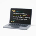 Illustrative 3d rendering of a laptop displaying coding script representing software development and computer programming concepts Royalty Free Stock Photo