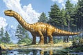 An illustrative depiction of Saltasaurus, showcasing its dinosaur features and habitat. Royalty Free Stock Photo