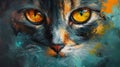 Illustrative design of a small cat. Artwork in oil painting style.