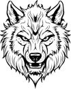 Illustrative Design of a Wild Wolf Head Royalty Free Stock Photo