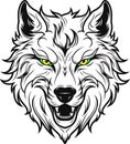 Illustrative Design of a Wild Wolf Head, tattoo Royalty Free Stock Photo