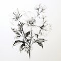 Hyperrealistic Azalea Drawing On White Background: Minimalistic Tattoo Design