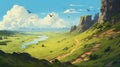 Adventure Themed Landscape With Avian Flight