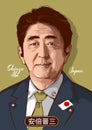 Illustrative editorial cartoon of Shinzo Abe 65 Royalty Free Stock Photo