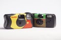 Illustrative editorial of Kodak Fujifilm disposable cameras