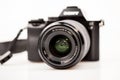 Illustrative editorial photo and details of the Sony a7 mirrorless camera Royalty Free Stock Photo