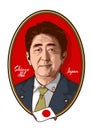 Illustrative editorial cartoon of Shinzo Abe 64 Royalty Free Stock Photo