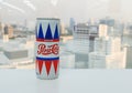 Illustrative editorial vintage design of Pepsi-Cola can