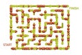 Illustrative Fruit Maze with Apples and Kiwis Nutrition Concept