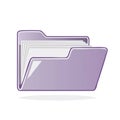 Illustrative Icon of an Open Folder with White Documents Inside for Data Storage and File Organization, Purple Color Royalty Free Stock Photo