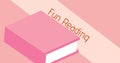 Illustrative image of book and fun reading text against pink background, copy space Royalty Free Stock Photo