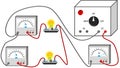 Measuring the intensity of the electric current in an electrical circuit in parallel