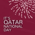 Illustrative image of it\'s qatar national day text with doodles against maroon background