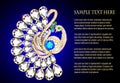 jewelry brooch peacock made of gold with precious stones Royalty Free Stock Photo