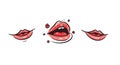 Illustrative Lips Expression Set Cartoon Style on White Background Royalty Free Stock Photo