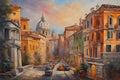 Illustration painting of Rome landscape, Italy.