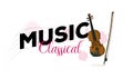 Illustrative poster for classical music concert with violin and typography Royalty Free Stock Photo