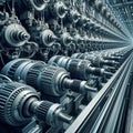 Heavy Industry inside: Electrical motors and gear box machinery