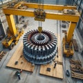 Heavy Industry inside: Electrical work on a large motor.