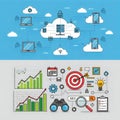 Illustrative representation of cloud computing and data analysis concepts Royalty Free Stock Photo
