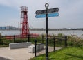 Marker on the Thames Cycle Path near Woolwich