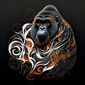 Illustrative silver gorilla male portrait - AI generated art Royalty Free Stock Photo